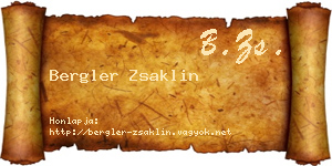 Bergler Zsaklin névjegykártya